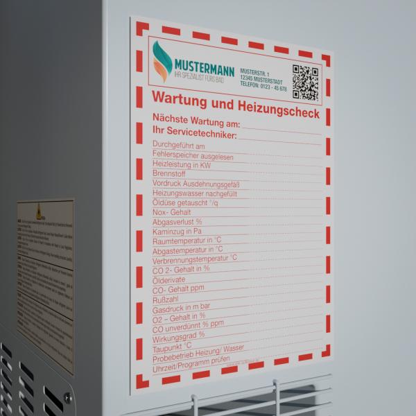 Wartungsaufkleber Heizung - Wartung und Heizungscheck